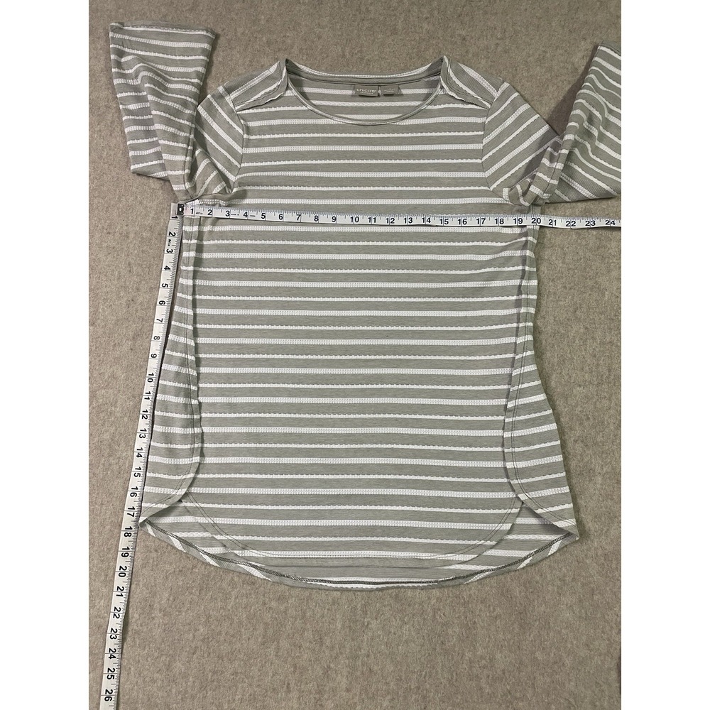 Zenergy by Chicos Grey & White Striped 3/4 Sleeve top Size 1XTunic Casual Comfy - Picture 11 of 12